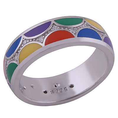 Enamel,White Cubic Zirconia 925 Sterling Silver Ring - R1001986-1