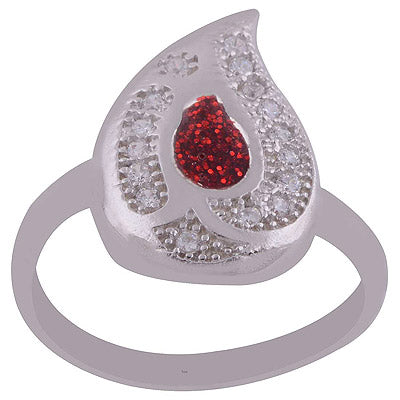 Enamel,White Cubic Zirconia 925 Sterling Silver Ring - R1001989-10