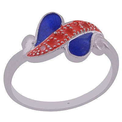 Enamel,White Cubic Zirconia 925 Sterling Silver Ring - R1001989-100