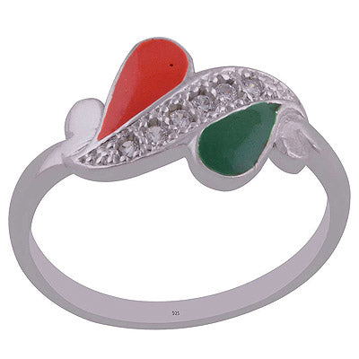 Enamel,White Cubic Zirconia 925 Sterling Silver Ring - R1001989-101