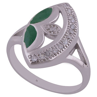 Enamel,White Cubic Zirconia 925 Sterling Silver Ring - R1001989-117