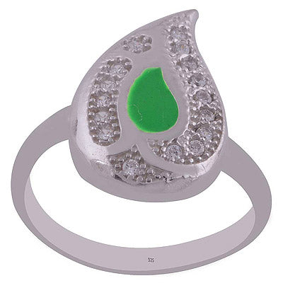 Enamel,White Cubic Zirconia 925 Sterling Silver Ring - R1001989-12