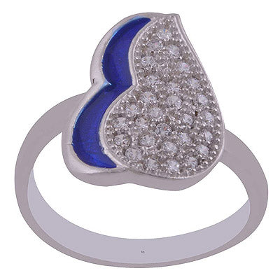 Enamel,White Cubic Zirconia 925 Sterling Silver Ring - R1001989-127