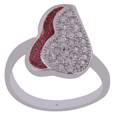Enamel,White Cubic Zirconia 925 Sterling Silver Ring - R1001989-130