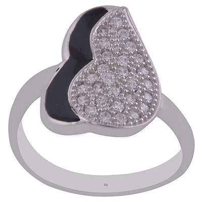 Enamel,White Cubic Zirconia 925 Sterling Silver Ring - R1001989-131