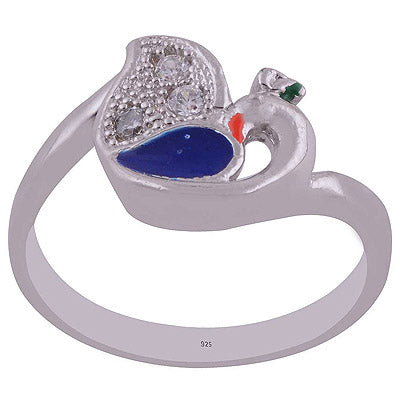 Enamel,White Cubic Zirconia 925 Sterling Silver Ring - R1001989-140