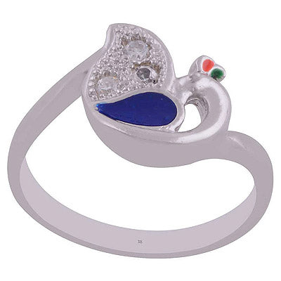 Enamel,White Cubic Zirconia 925 Sterling Silver Ring - R1001989-141