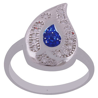 Enamel,White Cubic Zirconia 925 Sterling Silver Ring - R1001989-15