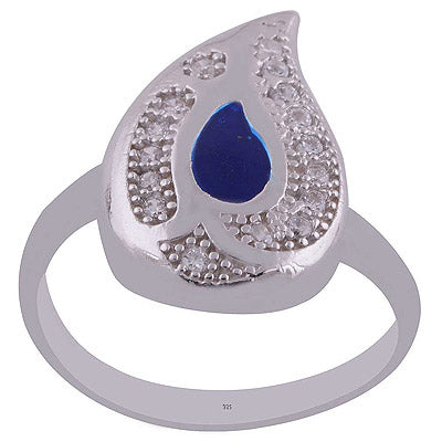 Enamel,White Cubic Zirconia 925 Sterling Silver Ring - R1001989-18