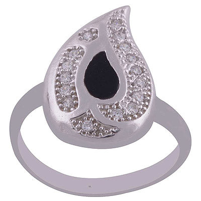 Enamel,White Cubic Zirconia 925 Sterling Silver Ring - R1001989-19