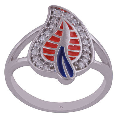 Enamel,White Cubic Zirconia 925 Sterling Silver Ring - R1001989-21