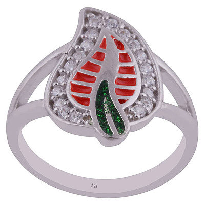 Enamel,White Cubic Zirconia 925 Sterling Silver Ring - R1001989-24