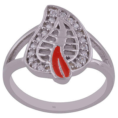 Enamel,White Cubic Zirconia 925 Sterling Silver Ring - R1001989-26