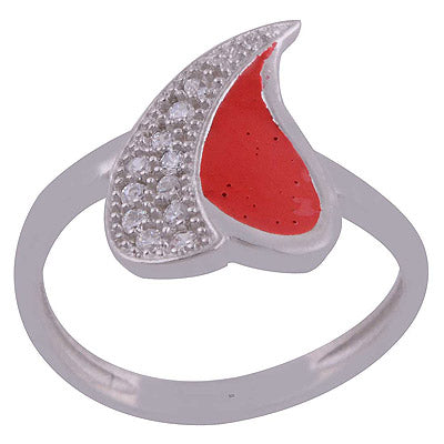 Enamel,White Cubic Zirconia 925 Sterling Silver Ring - R1001989-48