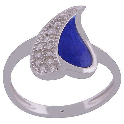 Enamel,White Cubic Zirconia 925 Sterling Silver Ring - R1001989-58