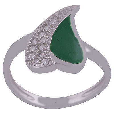 Enamel,White Cubic Zirconia 925 Sterling Silver Ring - R1001989-62