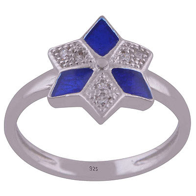 Enamel,White Cubic Zirconia 925 Sterling Silver Ring - R1001989-67