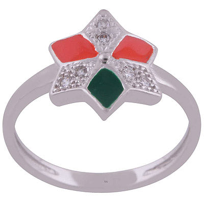 Enamel,White Cubic Zirconia 925 Sterling Silver Ring - R1001989-75