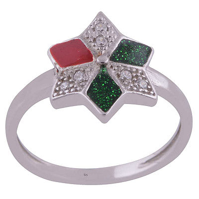 Enamel,White Cubic Zirconia 925 Sterling Silver Ring - R1001989-78