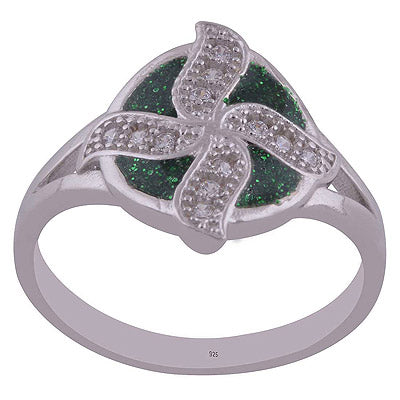 Enamel,White Cubic Zirconia 925 Sterling Silver Ring - R1001989-86