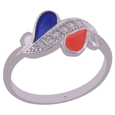 Enamel,White Cubic Zirconia 925 Sterling Silver Ring - R1001989-99