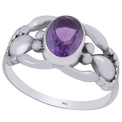 Stunning Handcrafted Work Around Amethyst Oval Shape 925 Sterling Solid Silver Ring - R1002042-53