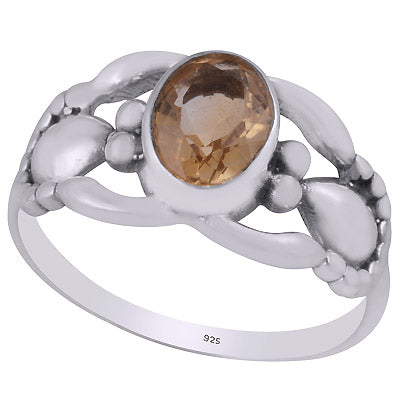 Stunning Handcrafted Work Around Citrine Oval Shape 925 Sterling Solid Silver Ring - R1002042-56