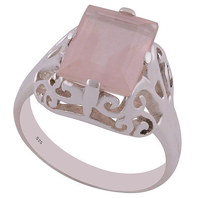 Rose Quartz 925 Sterling Silver Ring - R1002046-14