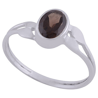 Beautiful Shank Design Smoky Topaz Oval Shape 925 Sterling Solid Silver Ring - R1002052-30