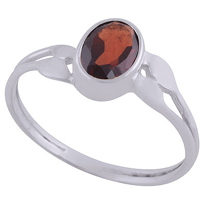 Beautiful Shank Design Garnet Oval Shape 925 Sterling Solid Silver Ring - R1002052-9