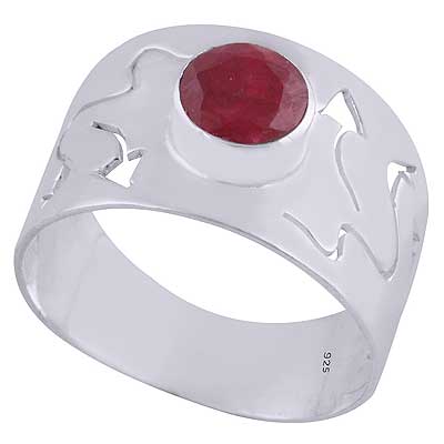 Red Corundum 925 Sterling Silver Ring - R1002076-19