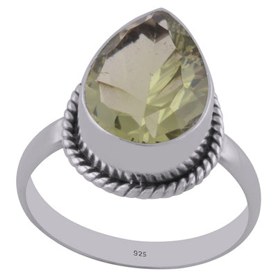 Beautiful Twisted Wire Work Around Cubic Zirconia Pear Shape 925 Sterling Solid Silver Ring - R1002082-3