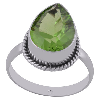Beautiful Twisted Wire Work Around Cubic Zirconia Pear Shape 925 Sterling Solid Silver Ring - R1002082-4