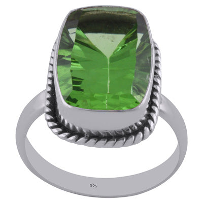 Gorgeous Twisted Wire Work Around Cubic Zirconia Rectangle Shape 925 Sterling Solid Silver Ring - R1002083-10