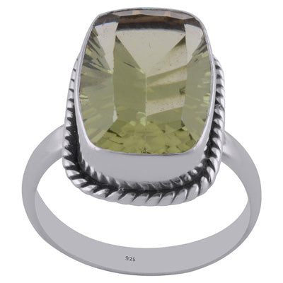 Gorgeous Twisted Wire Work Around Cubic Zirconia Rectangle Shape 925 Sterling Solid Silver Ring - R1002083-11