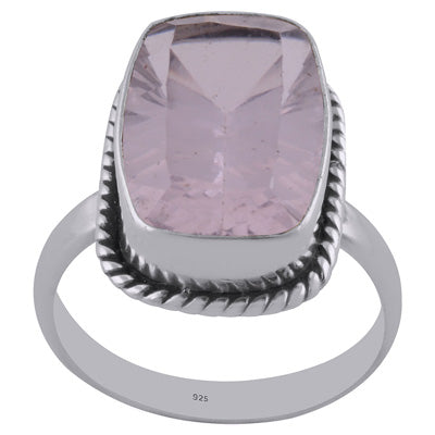 Gorgeous Twisted Wire Work Around Cubic Zirconia Rectangle Shape 925 Sterling Solid Silver Ring - R1002083-12