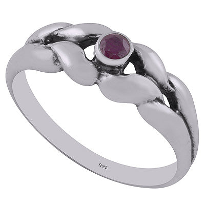 Red Corundum 925 Sterling Silver Ring - R1002084-20