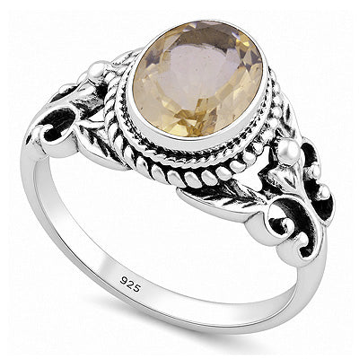 Alluring Cut out Butterfly Lemon Topaz Oval Shape 925 Sterling Solid Silver Ring - R1002088-11