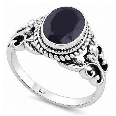 Alluring Cut out Butterfly Black Onyx Oval Shape 925 Sterling Solid Silver Ring - R1002088-26
