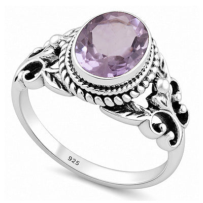 Alluring Cut Out Butterfly Amethyst Oval Shape 925 Sterling Solid Silver Ring - R1002088-5