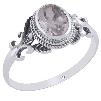 Alluring Cut out Butterfly White Cubic Zirconia Oval Shape 925 Sterling Solid Silver Ring - R1002088-63