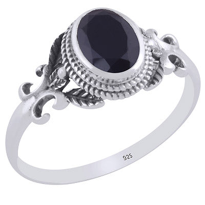 Alluring Cut out Butterfly Black Onyx Oval Shape 925 Sterling Solid Silver Ring - R1002088-65