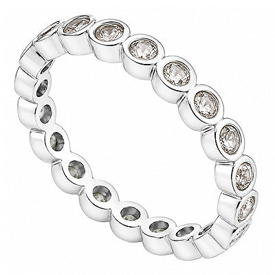 Stunning Diamonds Studded Around White Cubic Zirconia Round Shape 925 Sterling Solid Silver Ring - R1002093-1