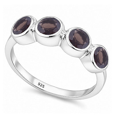 Classic Gemstone Smoky Topaz Round Shape 925 Sterling Solid Silver Ring - R1002094-13