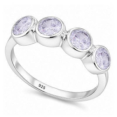 Classic Gemstone White Cubic Zirconia Round Shape 925 Sterling Solid Silver Ring - R1002094-19