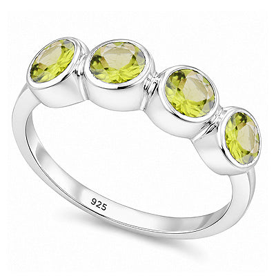 Classic Gemstone Peridot Round Shape 925 Sterling Solid Silver Ring - R1002094-9