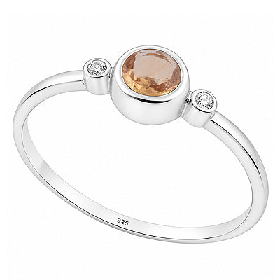 Beautiful Multiple Gemstones Around White Cubic Zirconia,Citrine Round Shape 925 Sterling Solid Silver Ring - R1002095-13