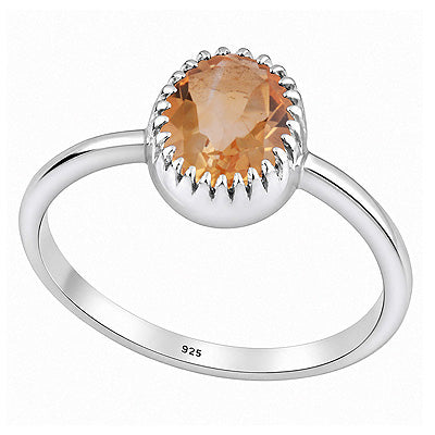 Beautifully Designed Pattern Around Citrine Oval Shape 925 Sterling Solid Silver Ring - R1002099-14