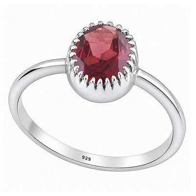Beautifully Designed Pattern Around Garnet Oval Shape 925 Sterling Solid Silver Ring - R1002099-3