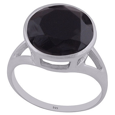 Beautiful Jali Cut Work Black Onyx Round Shape 925 Sterling Solid Silver Ring - R1002112-25